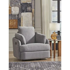 Fauteuil inclinable pivotant et coulissant gris foncé avec rangement dissimulé, tissu haute performance, pivotant à 360°