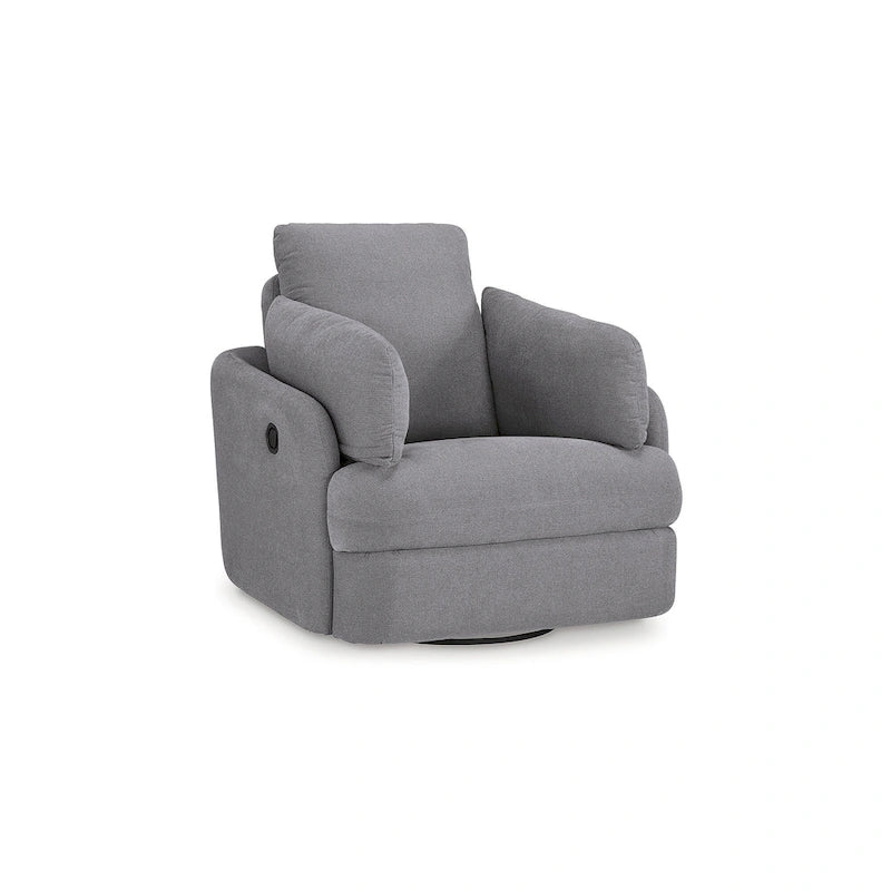 Fauteuil inclinable pivotant et coulissant gris foncé avec rangement dissimulé, tissu haute performance, pivotant à 360°