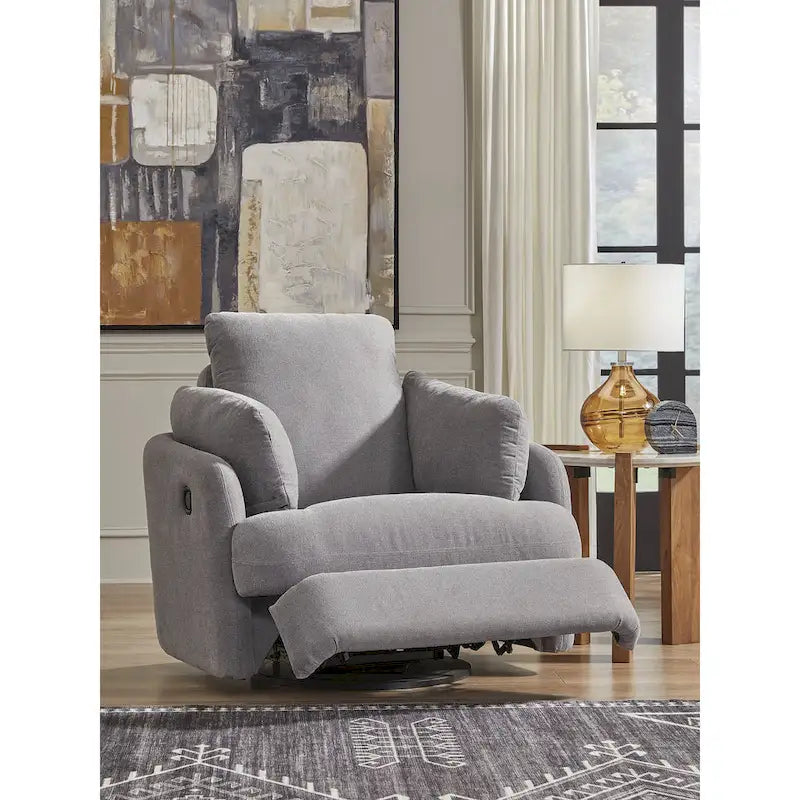 Fauteuil inclinable pivotant et coulissant gris foncé avec rangement dissimulé, tissu haute performance, pivotant à 360°