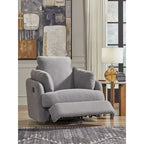 Fauteuil inclinable pivotant et coulissant gris foncé avec rangement dissimulé, tissu haute performance, pivotant à 360°