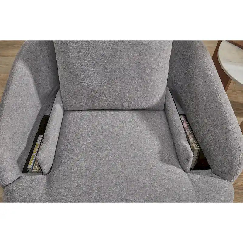 Fauteuil inclinable pivotant et coulissant gris foncé avec rangement dissimulé, tissu haute performance, pivotant à 360°