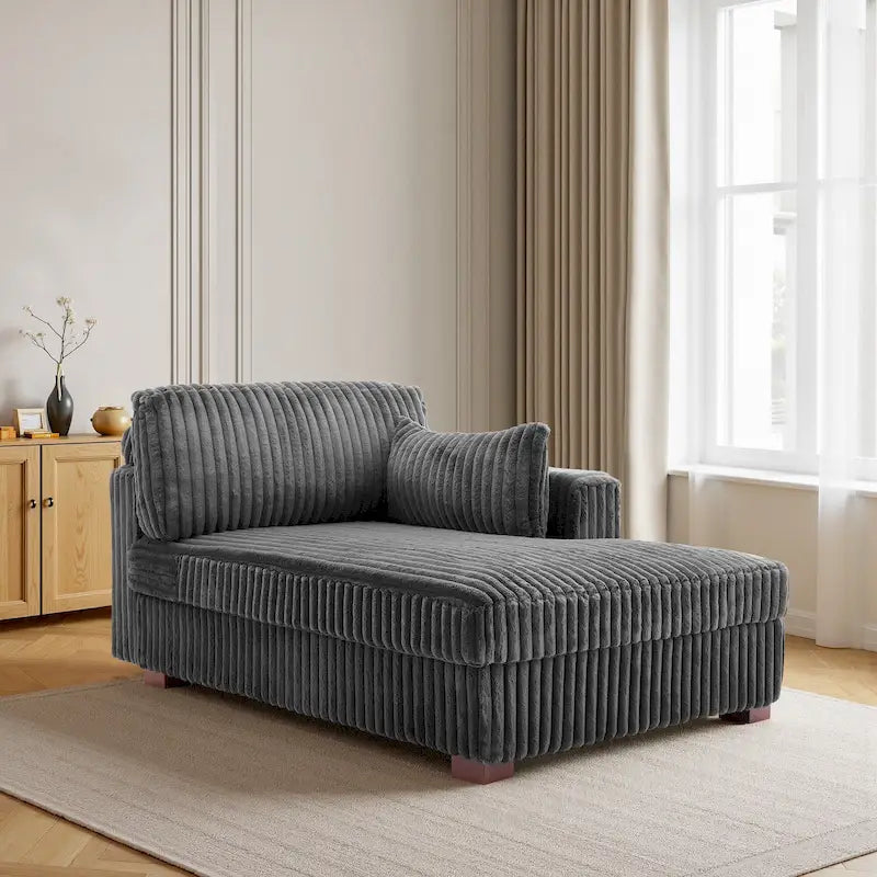 Canapé d'angle droit surdimensionné, flanelle de coton, pieds en bois massif, capacité de 180 kg
