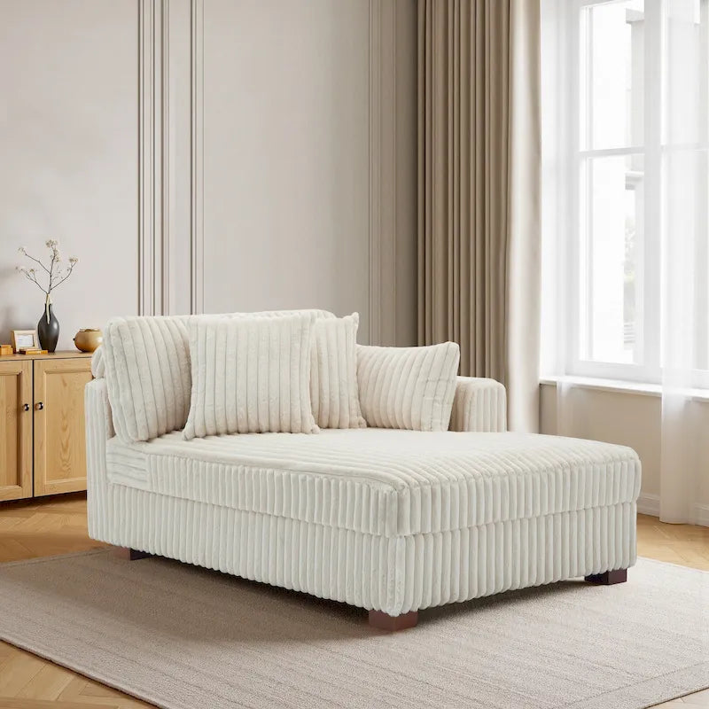 Canapé d'angle droit surdimensionné, flanelle de coton, pieds en bois massif, capacité de 180 kg