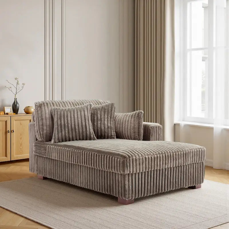 Canapé d'angle droit surdimensionné, flanelle de coton, pieds en bois massif, capacité de 180 kg