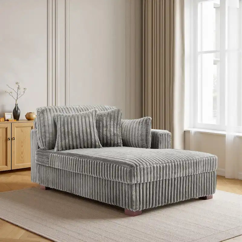 Canapé d'angle droit surdimensionné, flanelle de coton, pieds en bois massif, capacité de 180 kg