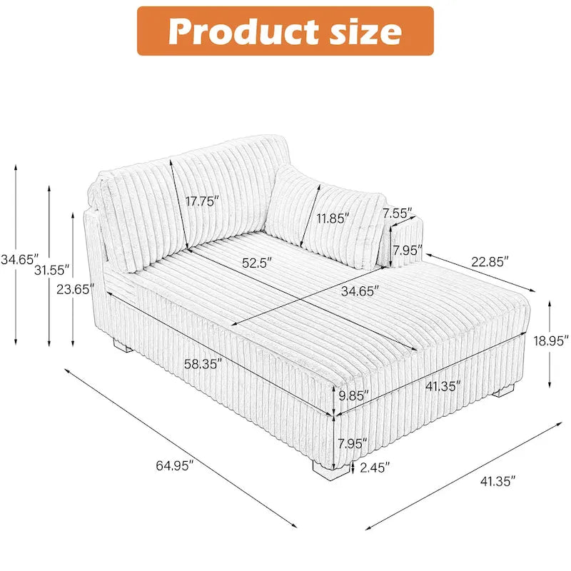 Canapé d'angle droit surdimensionné, flanelle de coton, pieds en bois massif, capacité de 180 kg