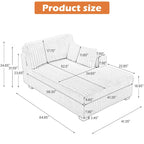 Canapé d'angle droit surdimensionné, flanelle de coton, pieds en bois massif, capacité de 180 kg