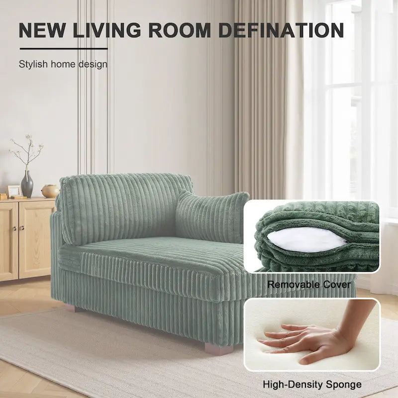 Canapé d'angle droit surdimensionné, flanelle de coton, pieds en bois massif, capacité de 180 kg