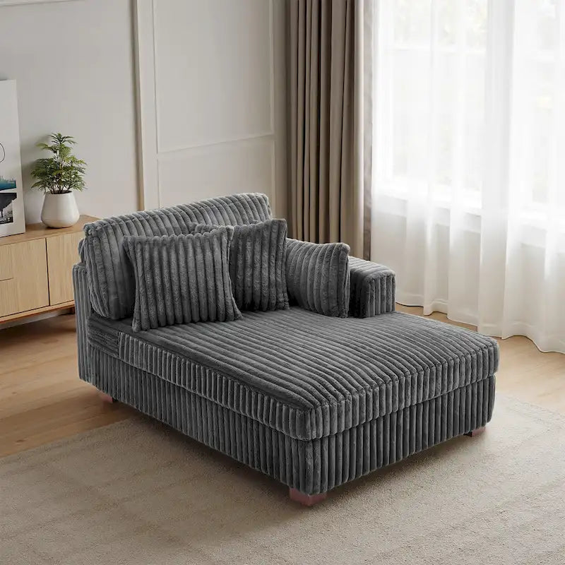 Canapé d'angle droit surdimensionné, flanelle de coton, pieds en bois massif, capacité de 180 kg