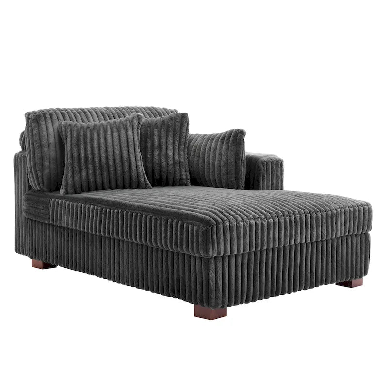 Canapé d'angle droit surdimensionné, flanelle de coton, pieds en bois massif, capacité de 180 kg