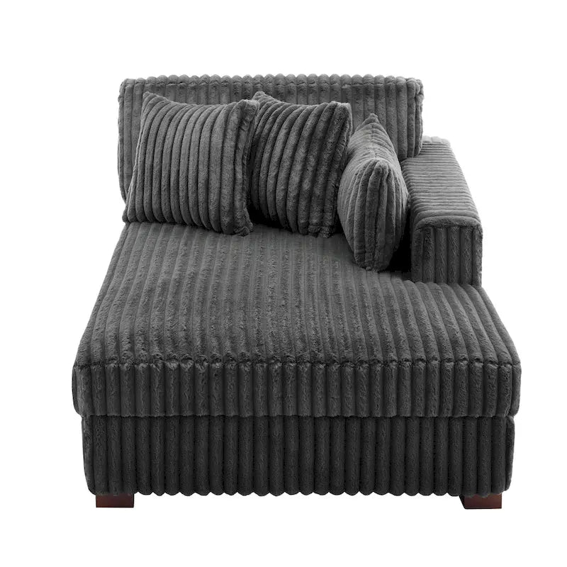 Canapé d'angle droit surdimensionné, flanelle de coton, pieds en bois massif, capacité de 180 kg
