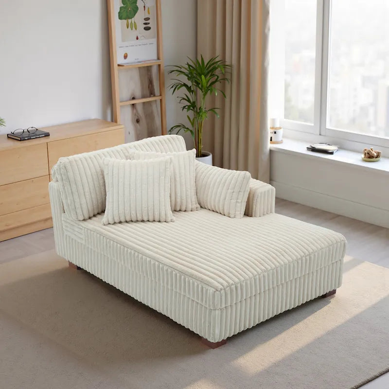 Canapé d'angle droit surdimensionné, flanelle de coton, pieds en bois massif, capacité de 180 kg