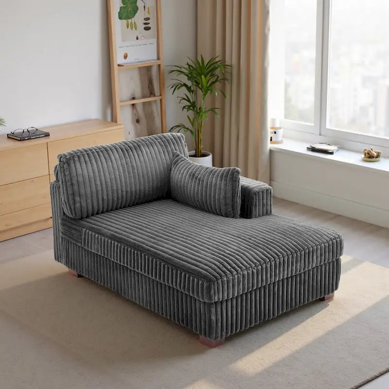 Canapé d'angle droit surdimensionné, flanelle de coton, pieds en bois massif, capacité de 180 kg