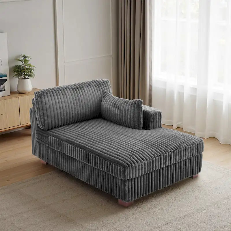 Canapé d'angle droit surdimensionné, flanelle de coton, pieds en bois massif, capacité de 180 kg