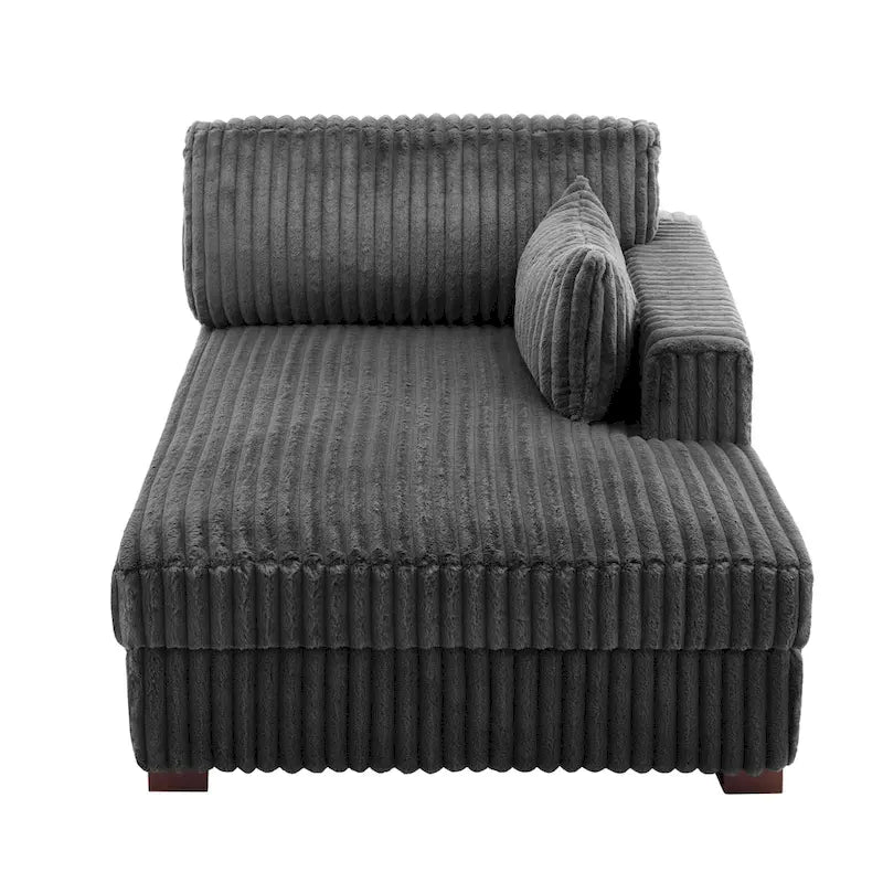 Canapé d'angle droit surdimensionné, flanelle de coton, pieds en bois massif, capacité de 180 kg