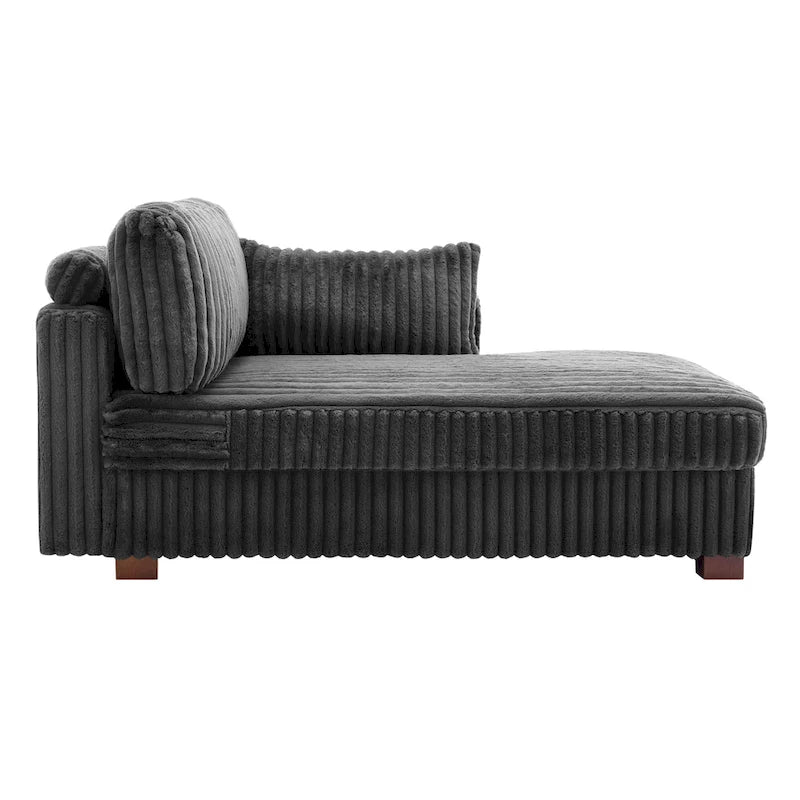 Canapé d'angle droit surdimensionné, flanelle de coton, pieds en bois massif, capacité de 180 kg