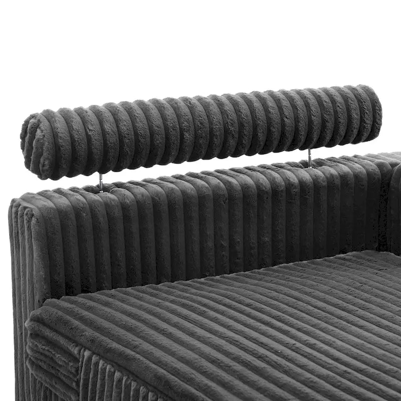 Canapé d'angle droit surdimensionné, flanelle de coton, pieds en bois massif, capacité de 180 kg