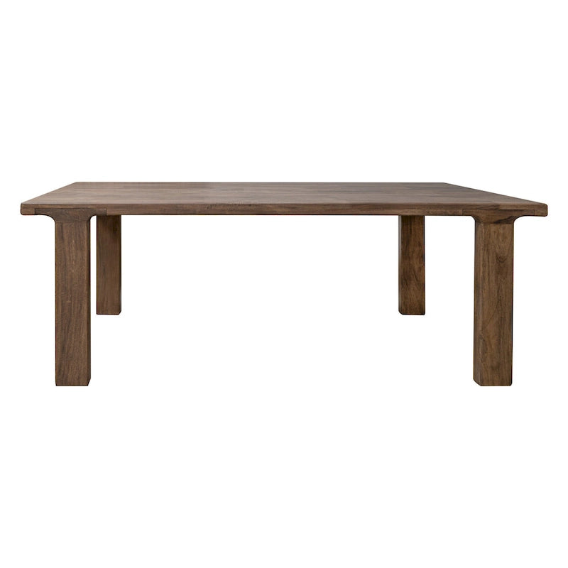 Table de salle à manger rectangulaire de 87 pouces, Bois de manguier massif brun rustique, Charme industriel
