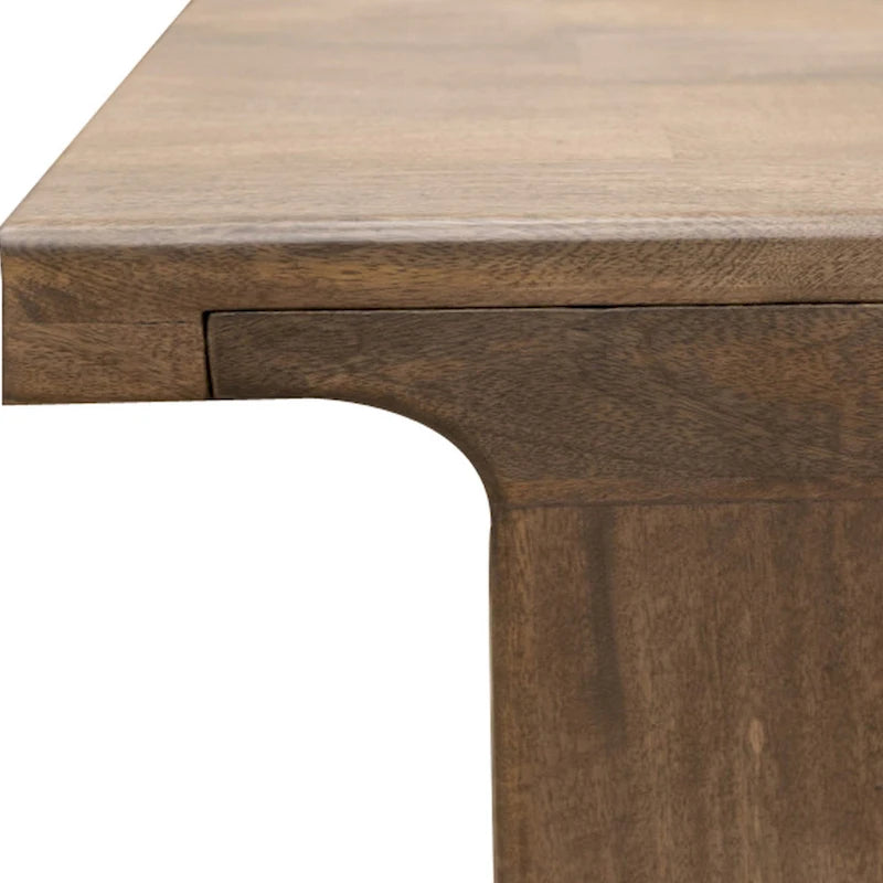 Table de salle à manger rectangulaire de 87 pouces, Bois de manguier massif brun rustique, Charme industriel