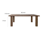 Table de salle à manger rectangulaire de 87 pouces, Bois de manguier massif brun rustique, Charme industriel