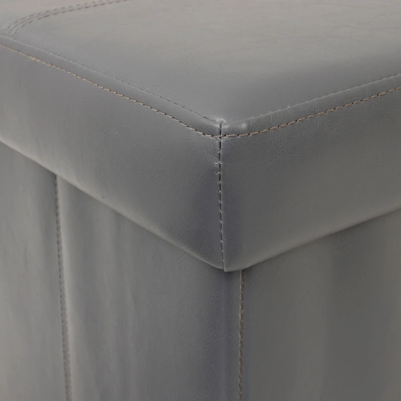 Banc de rangement pliable capitonné – Gris acier, siège facile à soulever, se plie à plat