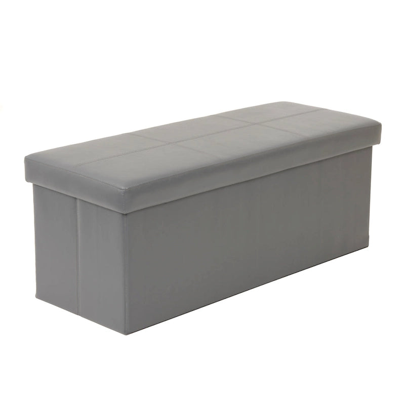 Banc de rangement pliable capitonné – Gris acier, siège facile à soulever, se plie à plat