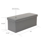 Banc de rangement pliable capitonné – Gris acier, siège facile à soulever, se plie à plat