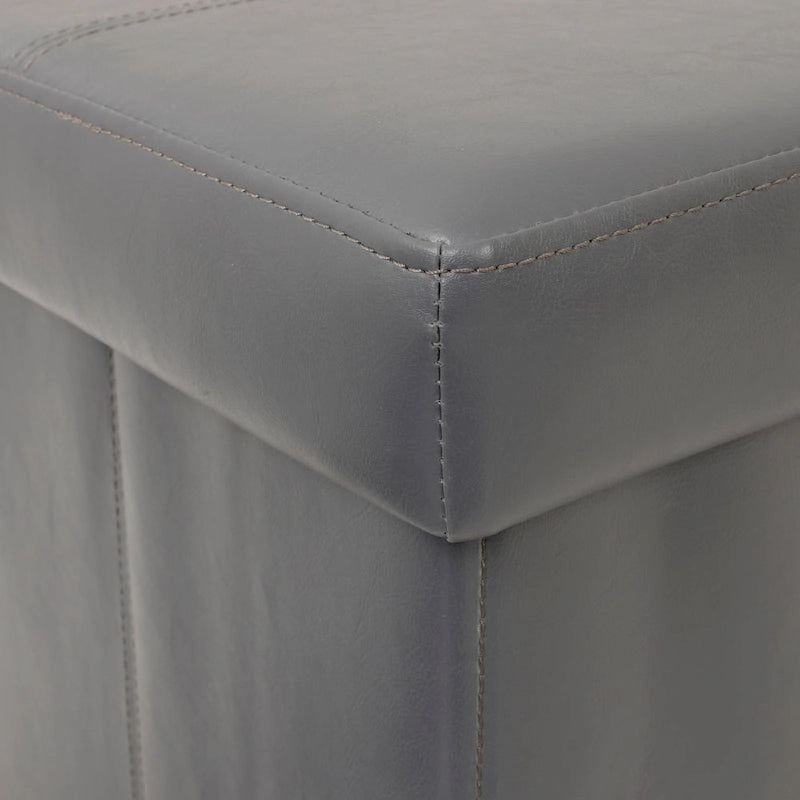 Banc de rangement pliable capitonné – Gris acier, siège facile à soulever, se plie à plat