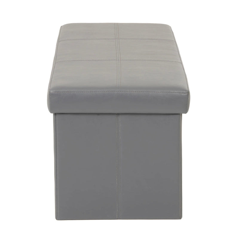 Banc de rangement pliable capitonné – Gris acier, siège facile à soulever, se plie à plat