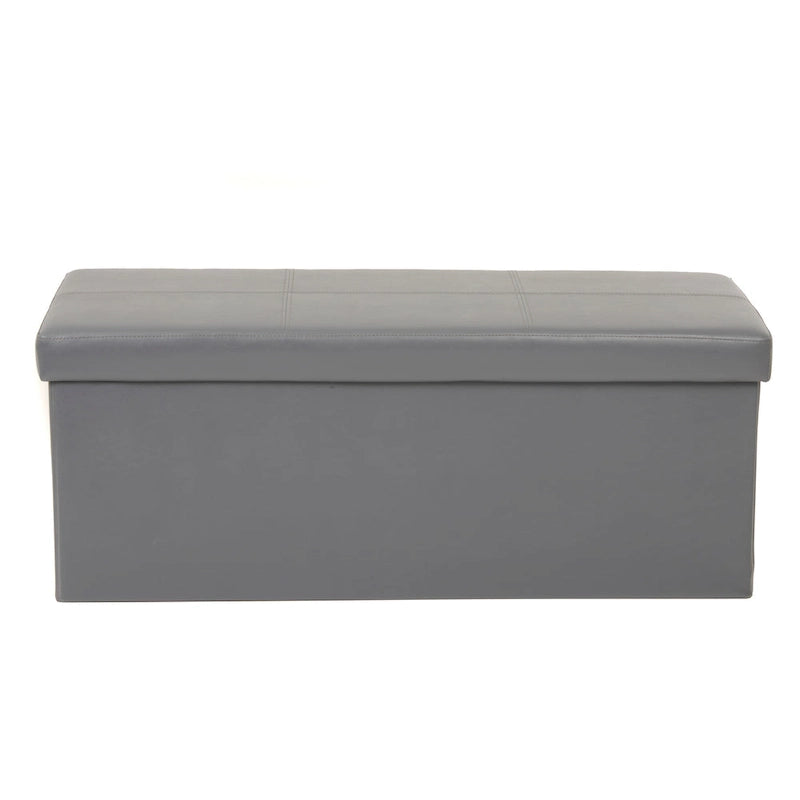 Banc de rangement pliable capitonné – Gris acier, siège facile à soulever, se plie à plat