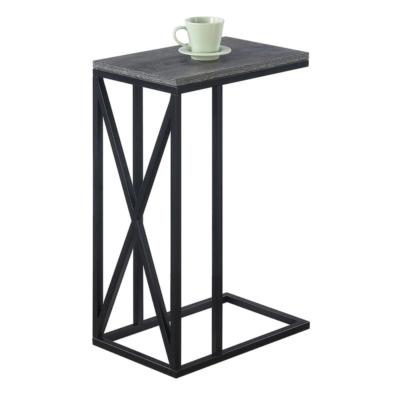 Table d'appoint en C avec étagère inférieure ouverte, table polyvalente à côté de la chaise ou du canapé