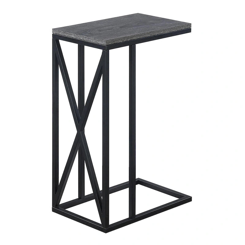 Table d'appoint en C avec étagère inférieure ouverte, table polyvalente à côté de la chaise ou du canapé