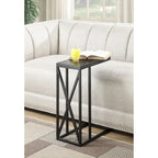 Table d'appoint en C avec étagère inférieure ouverte, table polyvalente à côté de la chaise ou du canapé