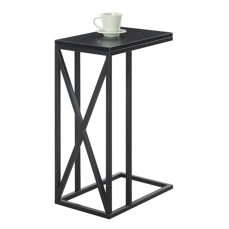 Table d'appoint en C avec étagère inférieure ouverte, table polyvalente à côté de la chaise ou du canapé