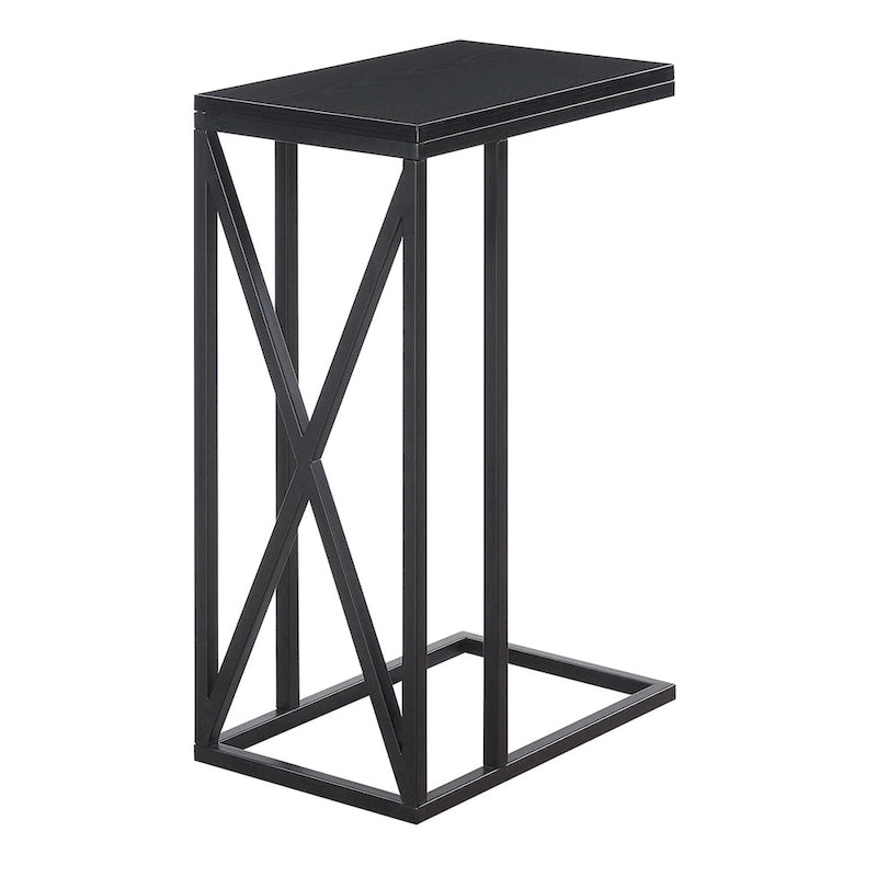 Table d'appoint en C avec étagère inférieure ouverte, table polyvalente à côté de la chaise ou du canapé