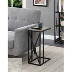 Table d'appoint en C avec étagère inférieure ouverte, table polyvalente à côté de la chaise ou du canapé