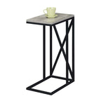 Table d'appoint en C avec étagère inférieure ouverte, table polyvalente à côté de la chaise ou du canapé