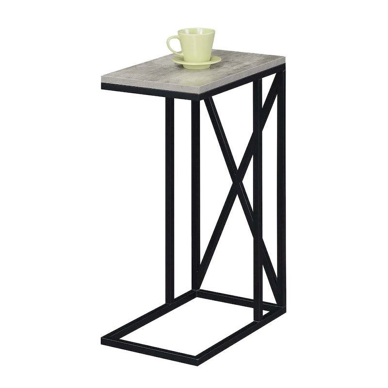Table d'appoint en C avec étagère inférieure ouverte, table polyvalente à côté de la chaise ou du canapé