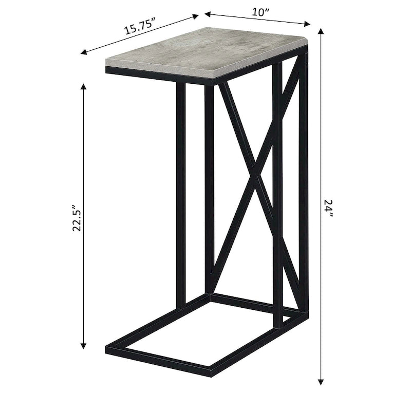 Table d'appoint en C avec étagère inférieure ouverte, table polyvalente à côté de la chaise ou du canapé