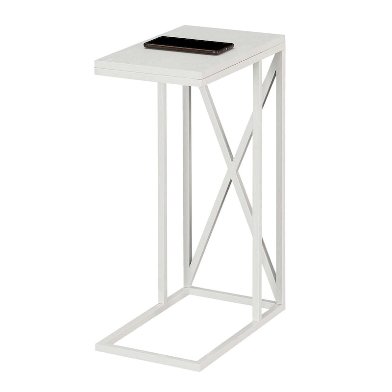 Table d'appoint en C avec étagère inférieure ouverte, table polyvalente à côté de la chaise ou du canapé