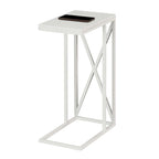 Table d'appoint en C avec étagère inférieure ouverte, table polyvalente à côté de la chaise ou du canapé