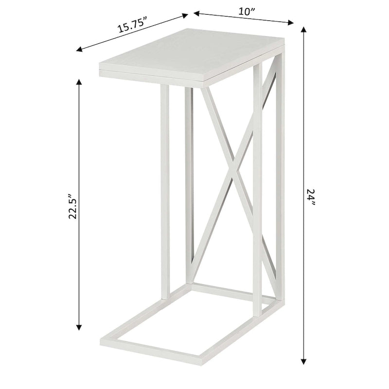 Table d'appoint en C avec étagère inférieure ouverte, table polyvalente à côté de la chaise ou du canapé