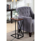 Table d'appoint en C avec étagère inférieure ouverte, table polyvalente à côté de la chaise ou du canapé