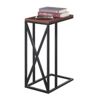 Table d'appoint en C avec étagère inférieure ouverte, table polyvalente à côté de la chaise ou du canapé