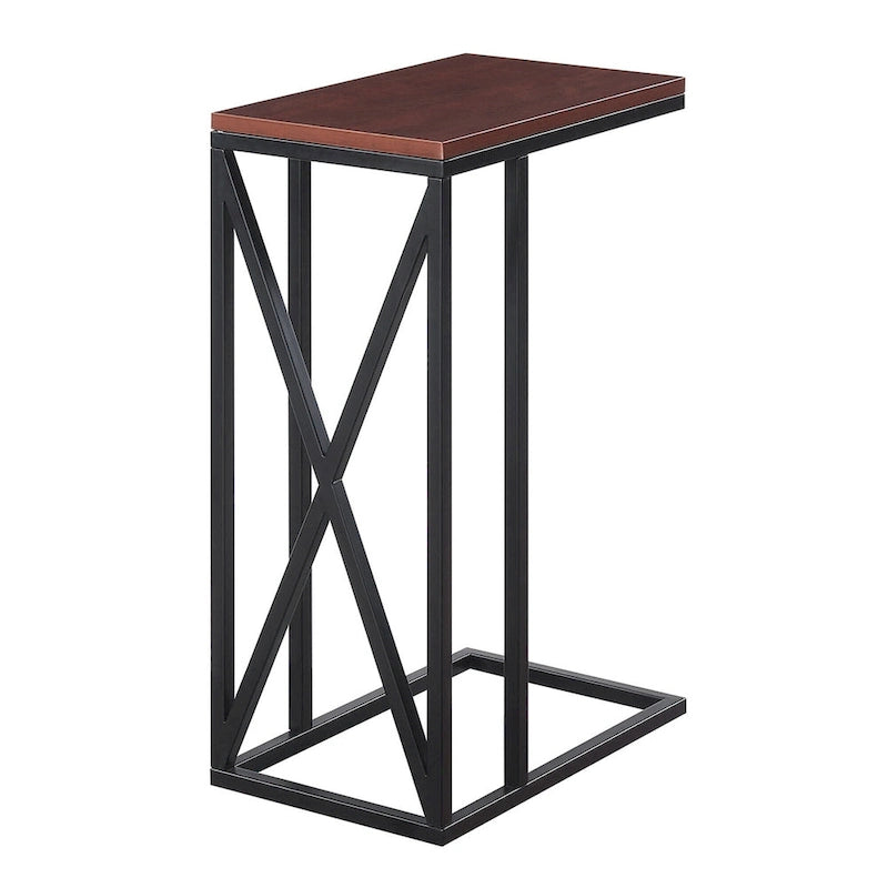 Table d'appoint en C avec étagère inférieure ouverte, table polyvalente à côté de la chaise ou du canapé