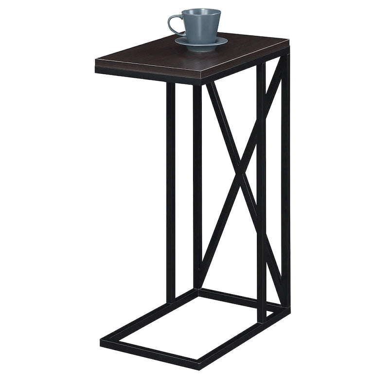 Table d'appoint en C avec étagère inférieure ouverte, table polyvalente à côté de la chaise ou du canapé