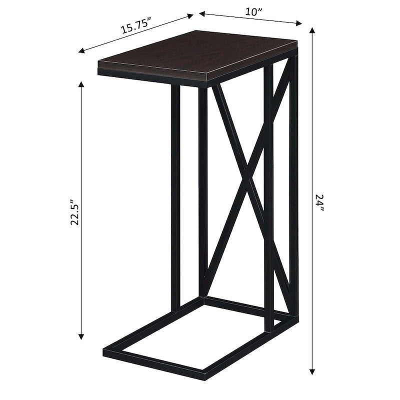 Table d'appoint en C avec étagère inférieure ouverte, table polyvalente à côté de la chaise ou du canapé
