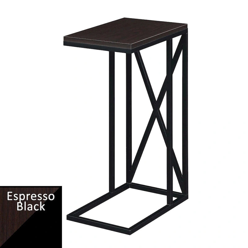 Table d'appoint en C avec étagère inférieure ouverte, table polyvalente à côté de la chaise ou du canapé
