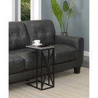 Table d'appoint en C avec étagère inférieure ouverte, table polyvalente à côté de la chaise ou du canapé