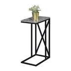 Table d'appoint en C avec étagère inférieure ouverte, table polyvalente à côté de la chaise ou du canapé